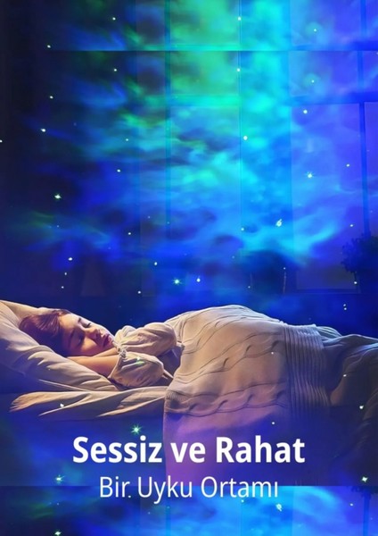 Beyaz Uzaktan Kumandalı Bluetooth Yıldız Projeksiyon Cihazı ve Astronot Hoparlör