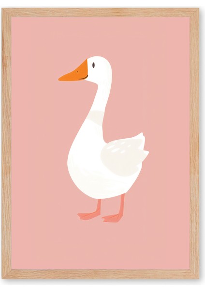 White Goose - Doğal Ahşap Çerçeveli Tablo - Sade Çocuk Posteri fırsatları