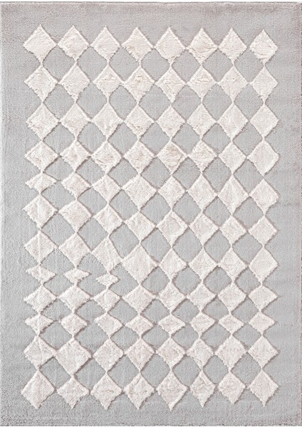 Cozy Czy-04 Modern Geometrik Desenli Toz Vermez Yumuşak Dokulu Açık Gri-Krem Makine Halısı – Salon, Yolluk, Yatak Odası, Mutfak, Çocuk Odası Için Uygun Czy-04