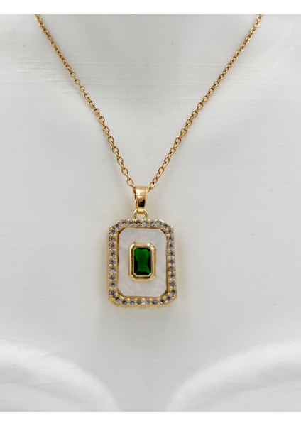 Fıora Zirkontaşlı Zümrüt Rengi Şık Zarif Kadın Kolye modelleri