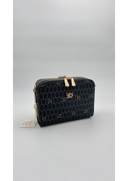 Siyah Çift Fermuarlı Omuz Çantası Orijinal Levid'or fiyatları