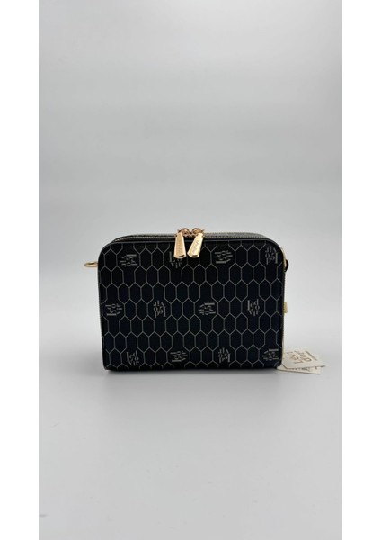 Siyah Çift Fermuarlı Omuz Çantası Orijinal Levid'or modelleri