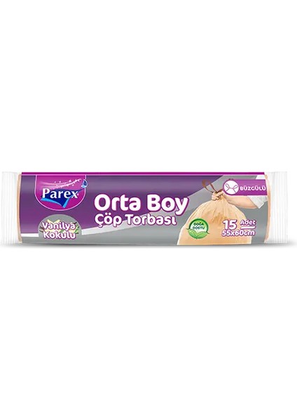 Büzgülü Çöp Torbası Beyaz Sabun Kokulu Orta Boy 15’li