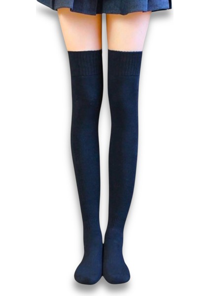 Kışlık Doğal Yün Kadın Ultra Uzun Diz Üstü Çorap Tozluk Çizme Çorabı