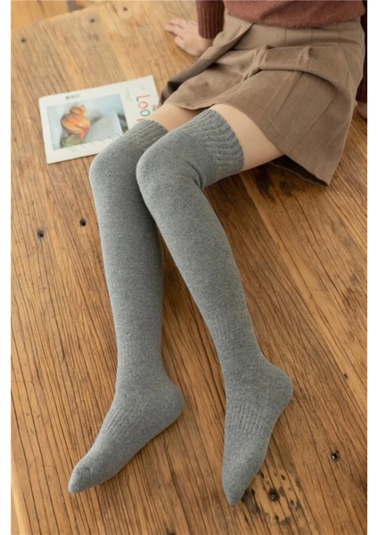 Kışlık Doğal Yün Kadın Ultra Uzun Diz Üstü Çorap Tozluk Çizme Çorabı fiyatları