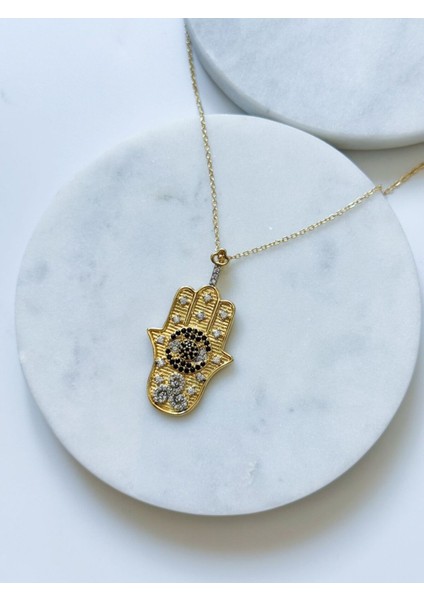Taşlı Hamsa Kolye