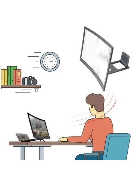 Curved Model Katlanabilir 3D Ekran Büyütücü Amplifikatör Projektör Standı Tüm Akıllı Telefon