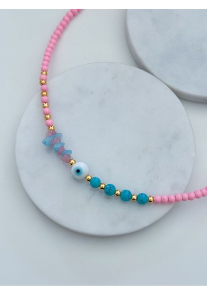 Nazar Pembe Boncuk Kolye