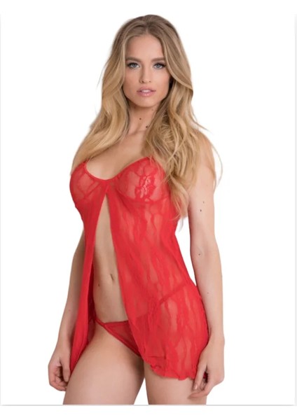 Fantezi Önü Açık Kırmızı Dantel Gecelik Iç Giyim fiyatları