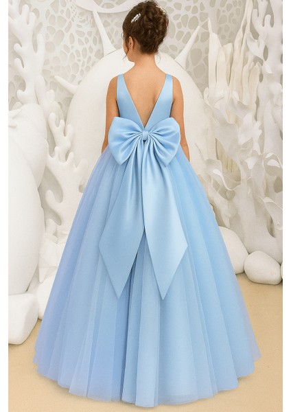 Prenses Model Kız Çocuk Abiye –fiyonk Detaylı Tül Elbise Modeli fiyatları