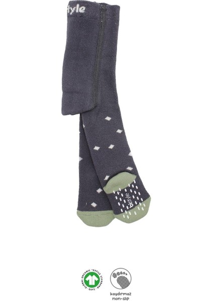 Bistyle Tekli Puan Kaymaz Havlu Külotlu Çorap BS50502 Antrasit