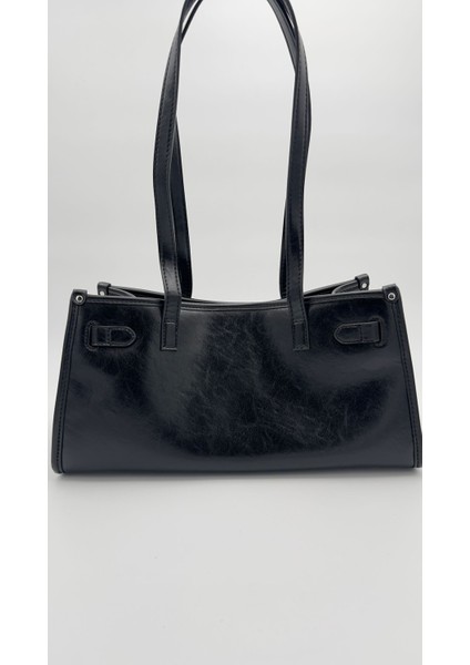 Siyah Metal Kilit Charmlı Omuz Çantası Orijinal Levid'or Premium modelleri