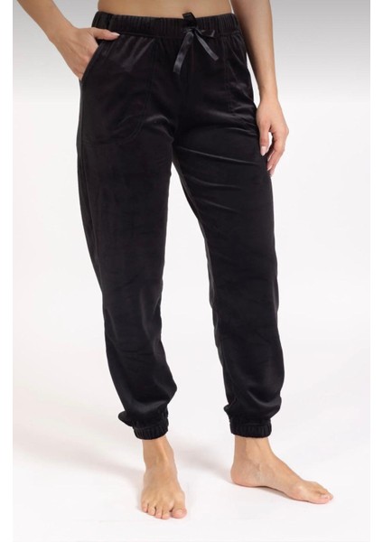 Kadın Soft Cepli Fransız Kadife Tek Alt Pijama modelleri