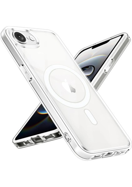 iPhone 16E Kılıf Magneticsafe Şeffaf Silikon - Şeffaf