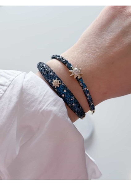 Lacivert Taşlı Yıldız 2li Bilezik