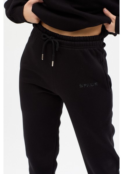 Kadın Space Baskılı Bisiklet Yaka Paçası Lastikli Oversize Eşofman Takımı indirimleri