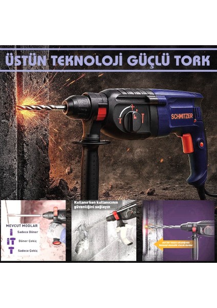 Schmıtzer 850 W (Sds Plus) Metal Şanzuman Profesyonel Darbeli Matkap Kırıcı Delici 26MM Hilti fırsatları