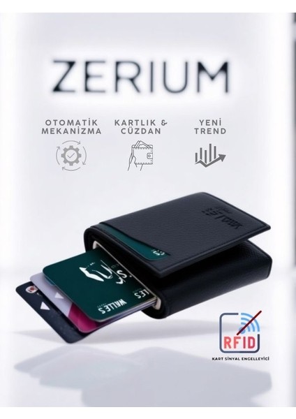Şık Tasarımlı Suni Deri Otomatik Mekanizmalı Rfıd Koruma Kartlık & Cüzdan