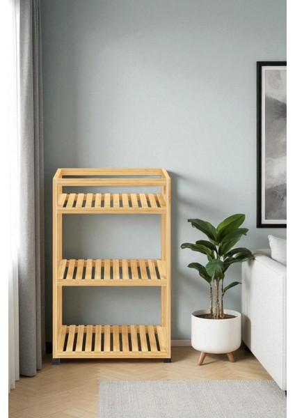 Bambu 3 Katlı Tekerlekli Sunum Arabası Mutfak ve Banyo Rafi fırsatları