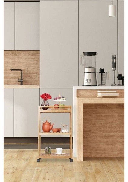 Ahşap Tekerlekli Servis Arabası, Masa ve Çiçeklik Için Şık ve Kullanışlı Tasarım fiyatları