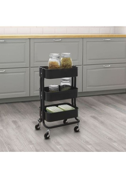 Şık Siyah Servis Arabası, Pratik ve Dayanıklı, Kullanışlı Tasarım fiyatları