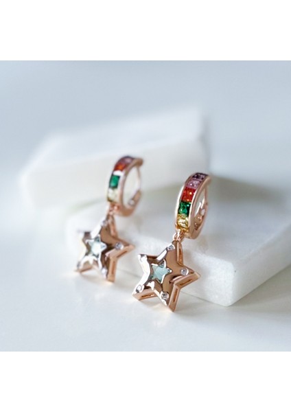 Çelik Taşlı Yıldız Küpe