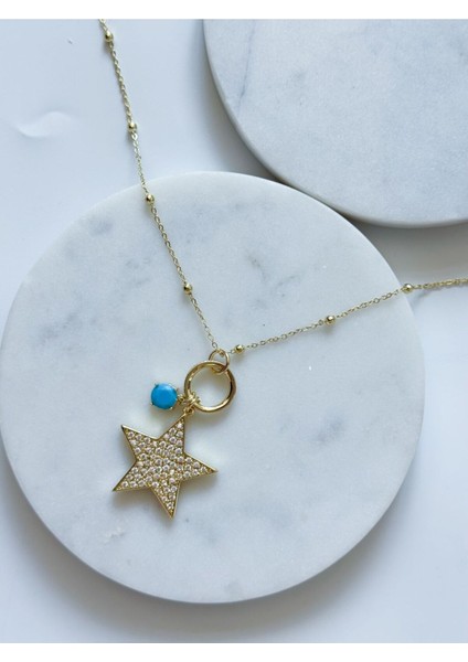 Mavi Charm Yıldız Kolye