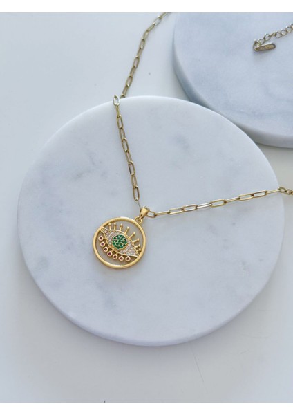Çelik Yeşil Göz Kolye