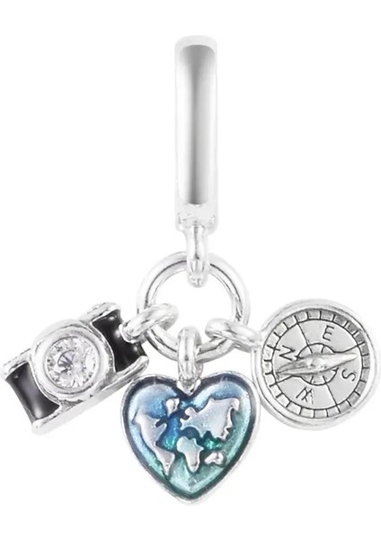 Kamera , Kalp ve Pusula Üçlü Sallantılı Charm fiyatları