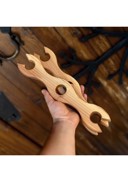 El Yapımı Ceviz Ağacı Şarap ve Kadeh Tutucu, Masaüstü Mini Bar