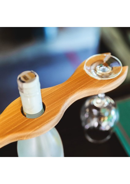 El Yapımı Ceviz Ağacı Şarap ve Kadeh Tutucu, Masaüstü Mini Bar fiyatları