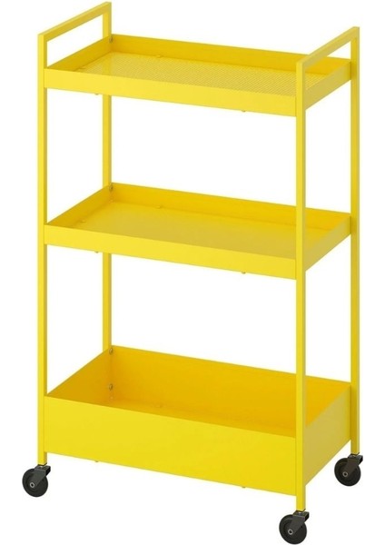Sarı Metal Saclı Servis Arabası, Dayanıklı ve Şık Tasarım