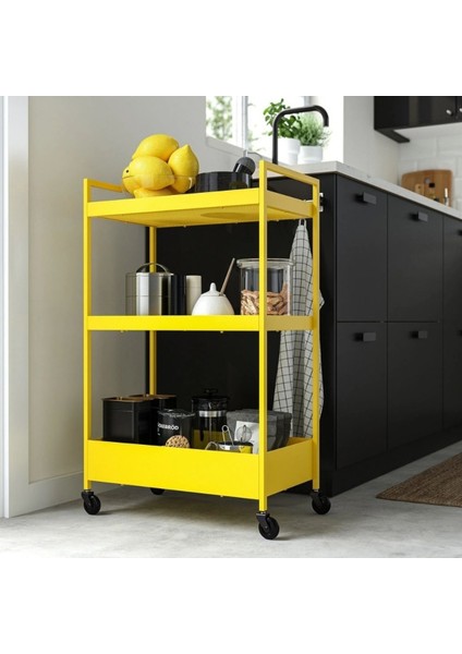 Sarı Metal Saclı Servis Arabası, Dayanıklı ve Şık Tasarım modelleri