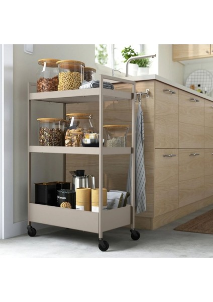 Bej Renkli Metal Servis Arabası, Şık ve Dayanıklı Tasarım modelleri