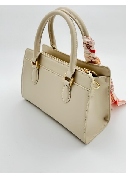 Krem Fular Askı Süslü Omuz Çantası Orijinal Levid'or Premium modelleri