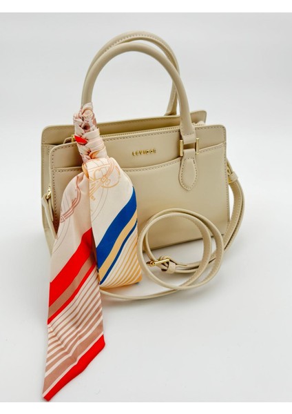 Krem Fular Askı Süslü Omuz Çantası Orijinal Levid'or Premium fırsatları