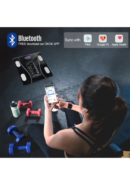 Akıllı Kablosuz Dijital Banyo ve Vücut Yağ Ağırlık Ölçeği Vücut Kompozisyonu Analizörü Bluetoothlu Tartı indirimleri