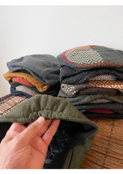 Kışlık London Model Yün Kumaş Unisex Flat Cep Kahve Patchwork Kasket Şapka Hat ( Lastikli ) fiyatları