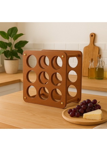 Ahşap Şişe Standı, Dekoratif ve Şık Düzenleyici, Ev ve Ofis Kullanımı Için Ideal