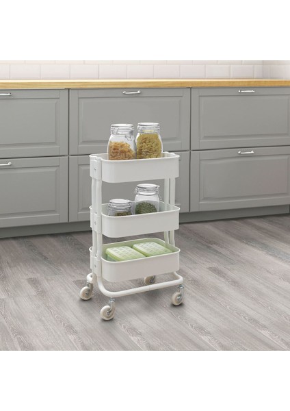 Beyaz Servis Arabası 38X28X65 Cm, Şık ve Pratik Kullanım Için Uygun