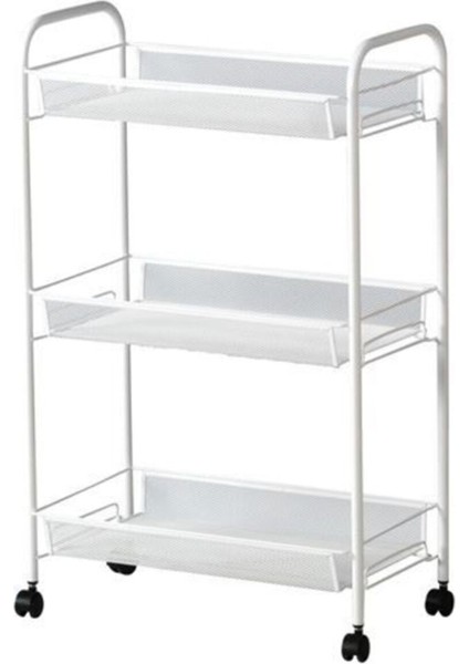 Beyaz Çelik Servis Arabası 26X48X77 Cm, Tekerlekli, Dayanıklı ve Şık Tasarım fiyatları
