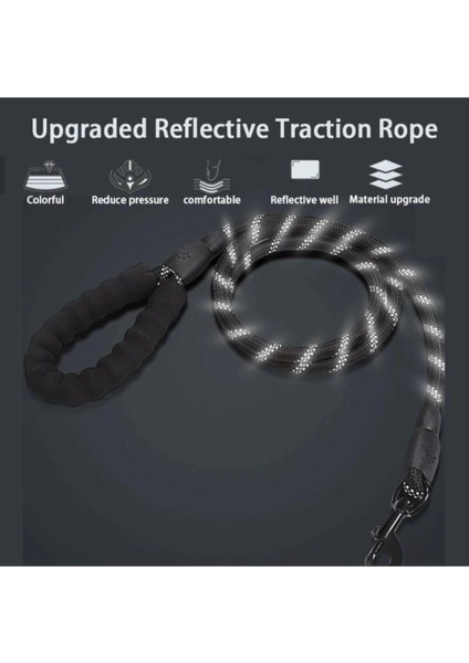 Köpekler Için Gezdirme Tasması Reflektörlü 130 cm Halat Orta ve Büyük Boy Köpekler Için Siyah modelleri