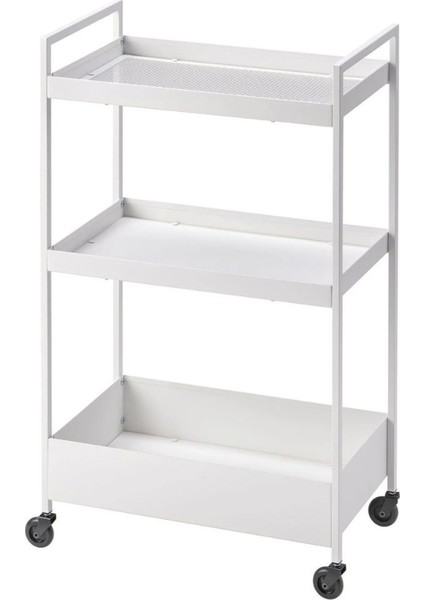 Beyaz Metal Servis Arabası, Şık ve Dayanıklı, Güvenli Taşıma Aracı