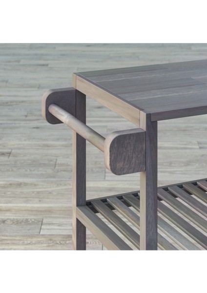 Masif Akasya Mutfak Servis Arabası 799X349X850 mm Alaca Gri fiyatları