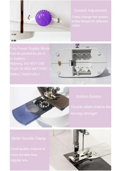 Dikiş Makinesi Sew Whiz Elektrikli Veya Pille Çalışabilen Çift Kademeli Işıklı Mini