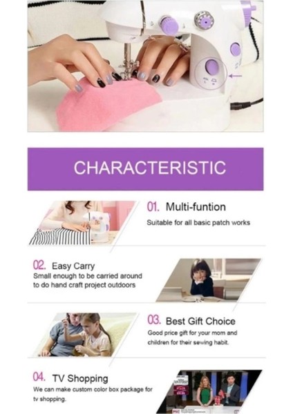 Dikiş Makinesi Sew Whiz Elektrikli Veya Pille Çalışabilen Çift Kademeli Işıklı Mini