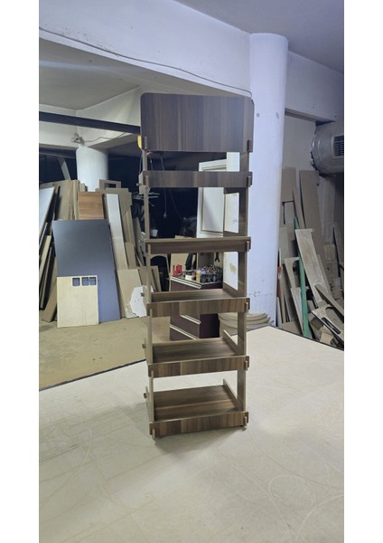 5 Gözlü, Geçmeli Mdf Lam Raf Standı, 35X110X28 Cm, Demonte, Kolay Kurulum fırsatları