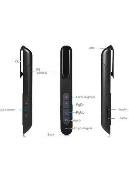 Kablosuz Lazer Sunum Kalemi Siyah, Kolay Kullanım ve Taşınabilirlik fırsatları