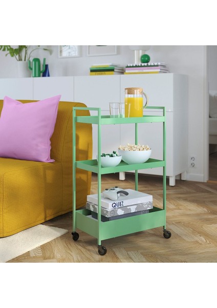 Açık Yeşil Servis Arabası, 50,5X30X83 Cm, Şık ve Fonksiyonel Tasarım