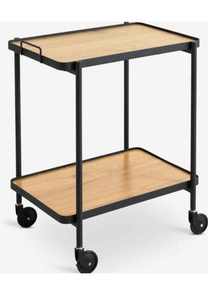 Ahşap Detaylı Metal Servis ve Sunum Arabası, Şık ve Kullanışlı Tasarım